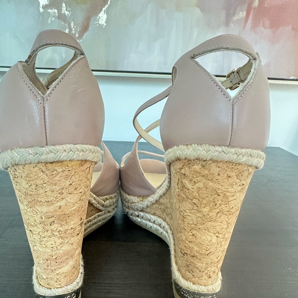 Jimmy Choo Blush Pink Cork Wedges - Picture 3 of 7